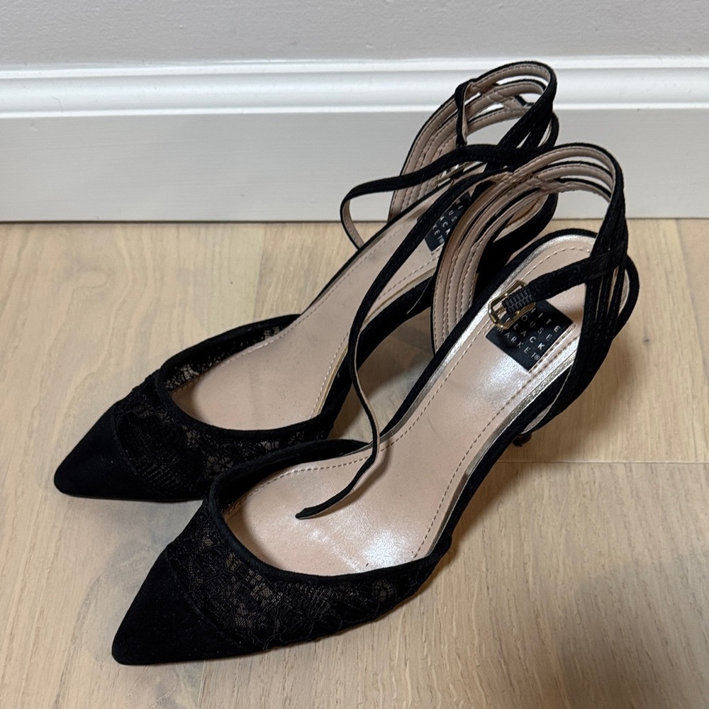White House Black Market Black Lace Heels